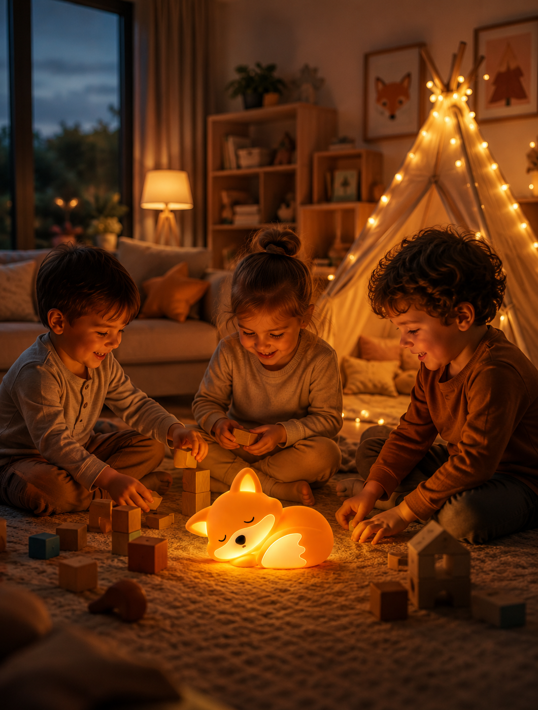 Cute Fox LED Night Light – Rechargeable, Dimmable & Soft Squishy Lamp for Kids
