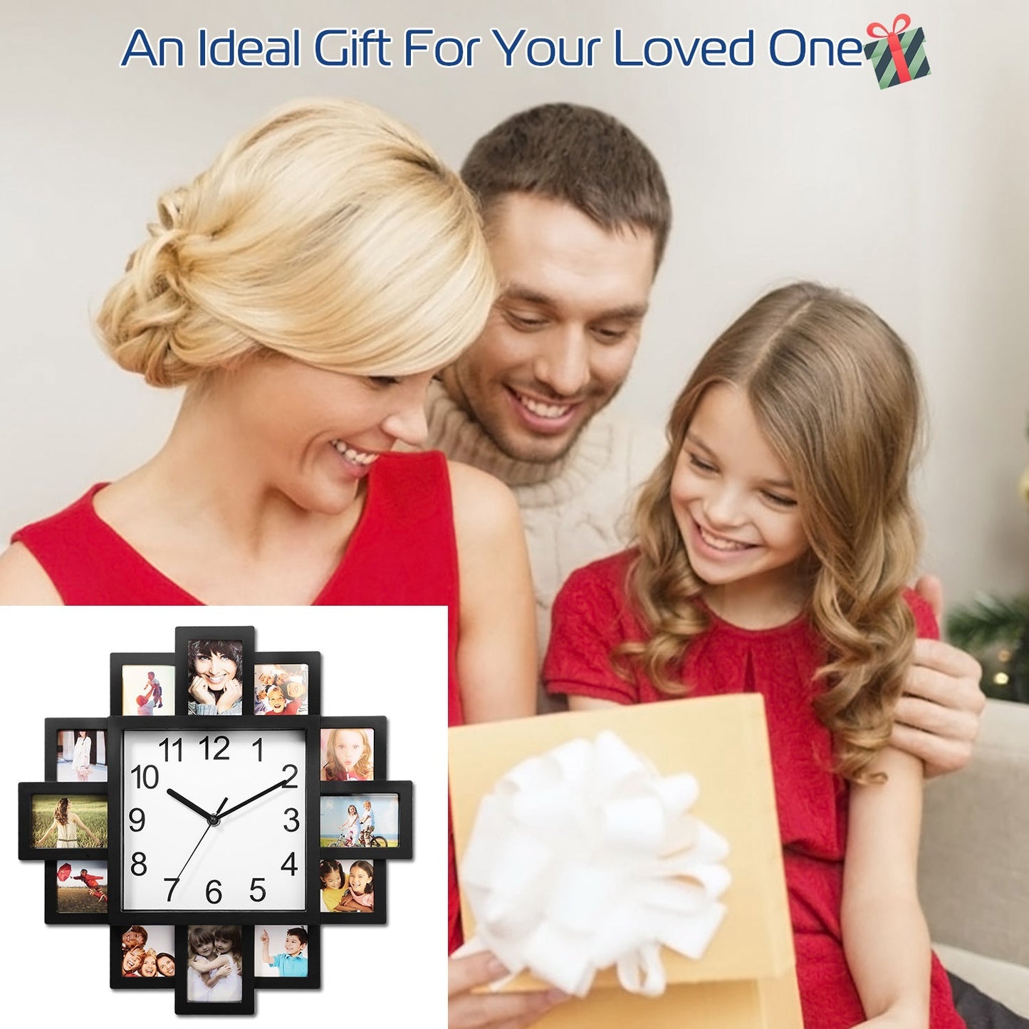 Photo Frame Clock with 12-Picture Display