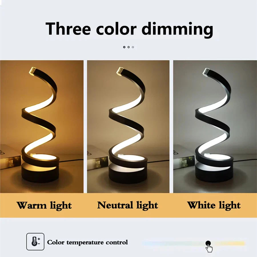 USB Spiral LED Night Light with 3 Colors